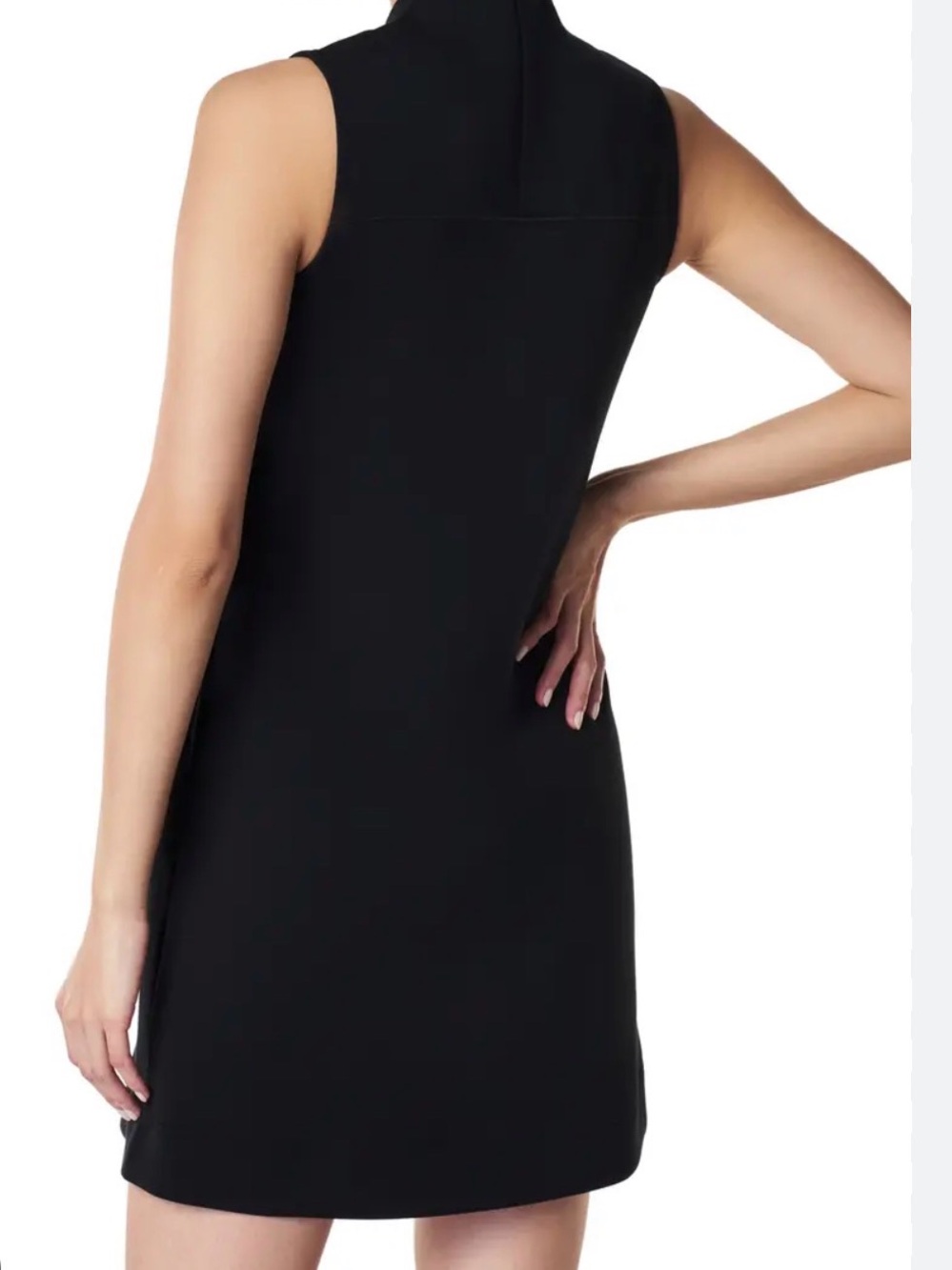 NWT SPANX AIR ESSENTIALS SLEEVELESS BLACK MINI DRESS V NECK XS - Picture 2 of 5